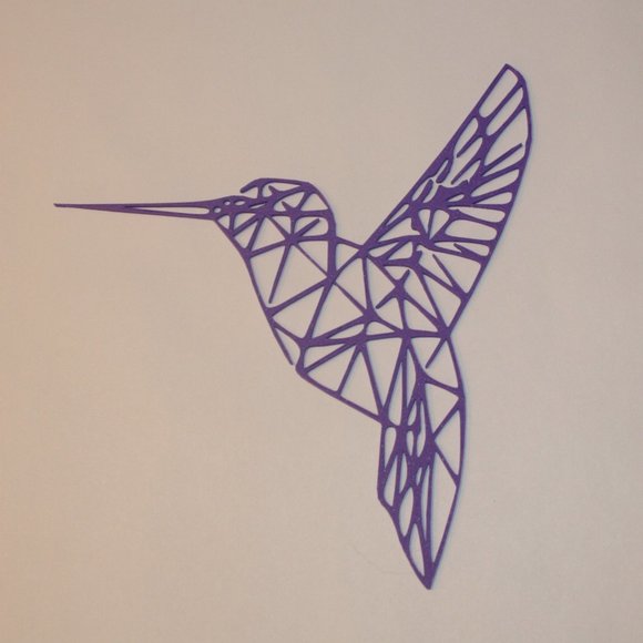 Hummingbird Wall Decor 8 1/8" x 7 3/8" 3D Printed Bird Line Art Geometric - Picture 1 of 10